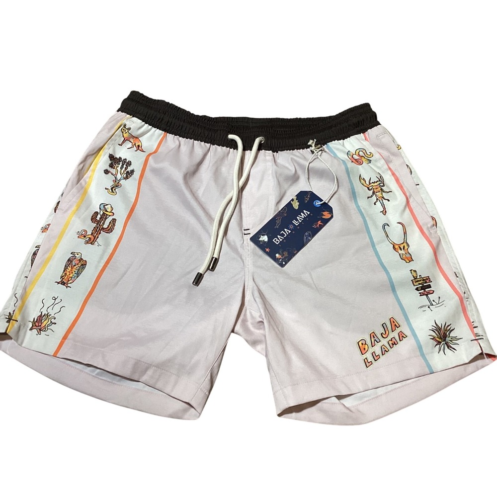 Baja‎ Llama Men's Neptune Swim Trunks Shorts Southwestern Print - Size M - NWT